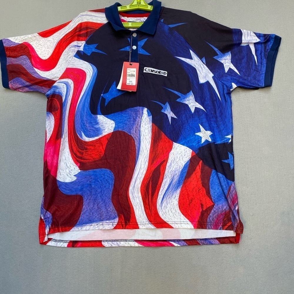 COPY - COPY - Ron Bass Americana Censored Polo Shirt 2xl